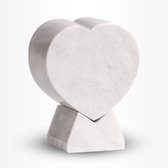 Crematie urn | Natuursteen urn hart wit op standaard | Urn voor volwassenen
