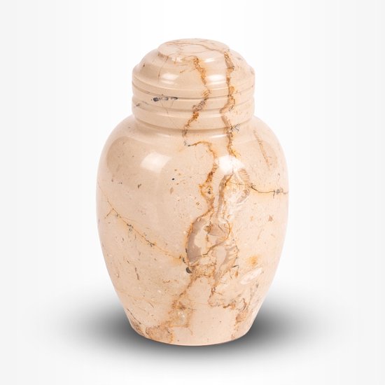 Crematie urn | Mini urn natuursteen creme | Keepsake urn | 0.08 liter