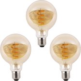 Voordeelset van 3 Zigbee E27 spiraal filament G95 lampen - Dual White - amberkleurig - slimme bediening met Smart Life app - Smart lamp - Slimme verlichting