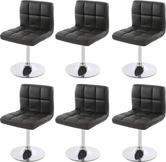 Cosmo Casa Set de 6 chaises de salle à manger – Comfort élégant – Coussin de 8 cm d'épaisseur – Rotatif – Simili cuir durable – Grijs