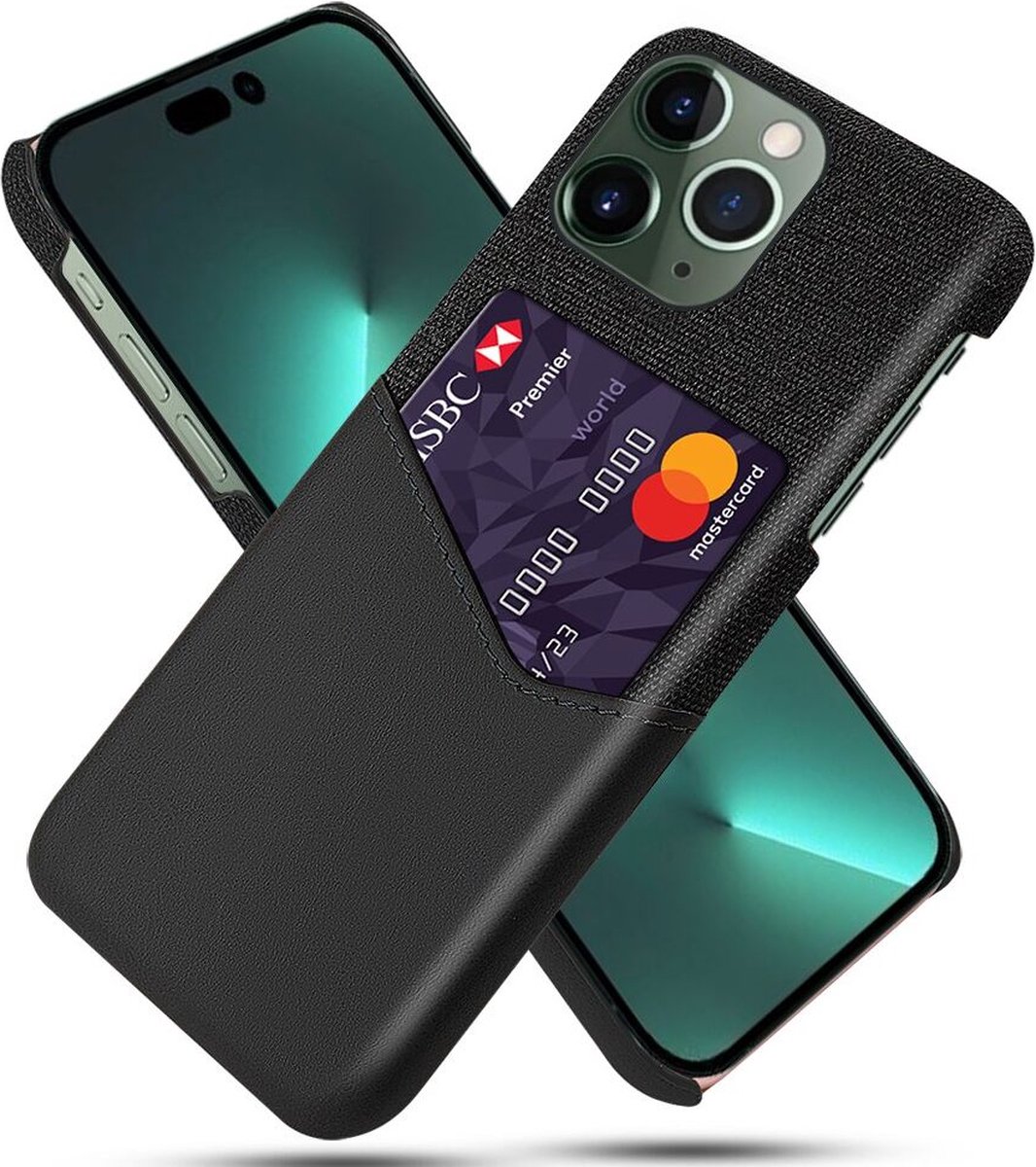 Hoesje met Kaarthouder Back Cover Zwart Geschikt voor Apple iPhone 15 Pro Max