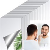 30 stuks spiegelbladeren, zelfklevend, flexibel, zonder glas, spiegel, tegels, spiegel, muurstickers voor in huis, badkamer, decoratie (14 x 9 cm)