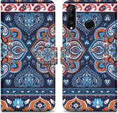 Cadorabo Hoesje voor Huawei P30 LITE - Design Blauwe Mandala No. 1 - Beschermhoes Case Cover met magnetische sluiting, standaardfunctie en kaartvakje