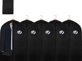 5 stuks kledingzak voor kleding zwart 100 x 60 cm -met schoenentas-Kledinghoezen - Kleding opbergen accessoires - Beschermhoes kleding