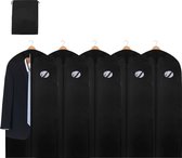 5 stuks kledingzak voor kleding zwart 128 x 60 cm -met schoenentas-Kledinghoezen - Kleding opbergen accessoires - Beschermhoes kleding