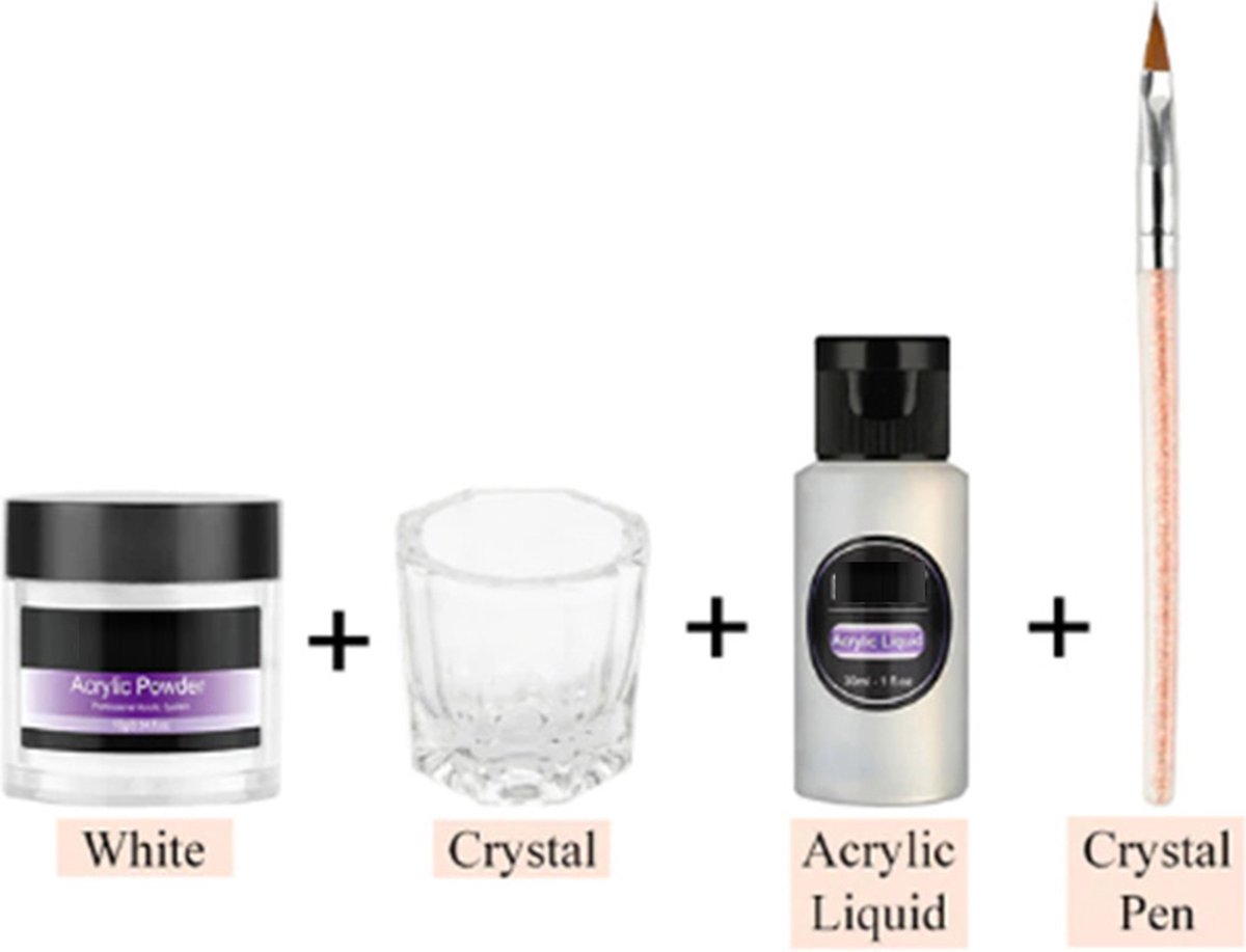 Goedkoopste DW4Trading Acryl Nagels Starterspakket - Arcryl Poeder - Wit