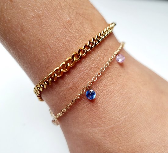 W Jewels bracelet femme plaqué or avec cristaux colorés/bijoux femme/bracelet  avec