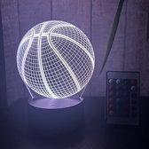 Klarigo® Nachtlamp – 3D LED Lamp Illusie – 16 Kleuren – Bureaulamp – Basketbal - NBA – Nachtlampje Kinderen – Creative lamp - Afstandsbediening