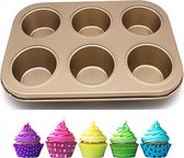 Winkrs® - Bakvorm voor 6 Muffins - Goud - Cupcakevorm - Anti-aanbak Vorm voor Cakejes - Bakspullen