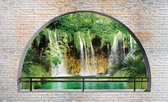 Fotobehang - Vlies Behang - 3D Uitzicht op de Watervallen - 312 x 219 cm