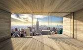 Fotobehang - Vlies Behang - New York Stad Terras Zicht 3D - 416 x 254 cm