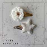 Little Beauties - haarclips - wit - 2 stuks - kids - meisje - haaraccessoires - cadeau - kids - velvet