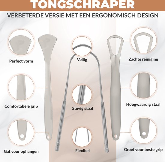 Set de grattoirs à langue VAIVE - Grattoir à langue - Grattoir à langue -  Gratte