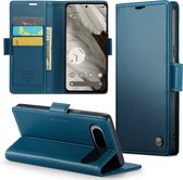 CaseMe - Hoesje geschikt voor Google Pixel 8 - Retro Wallet Book Case - Met Magnetische Sluiting - Blauw