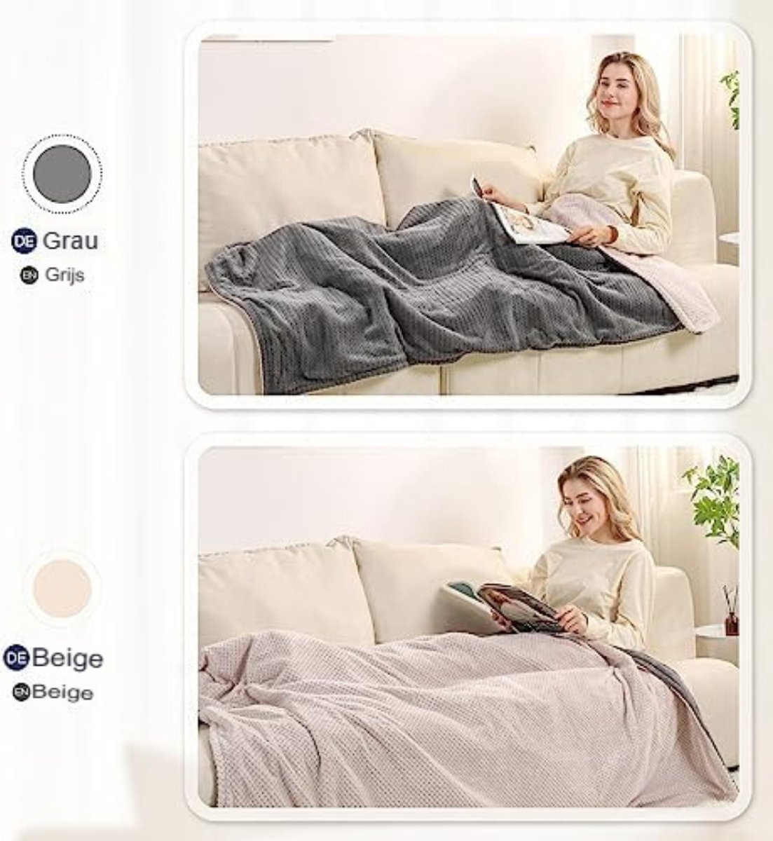 BWARM HOME Luxe elektrische deken kingsize bed, volledig