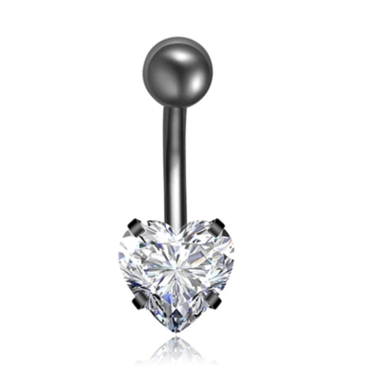 Stalen Piercing voor Navel - Heart Gunmetal