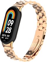 Stalen Smartwatch bandje - Geschikt voor Xiaomi Smart Band 8 stalen bandje - rosé goud - Strap-it Horlogeband / Polsband / Armband