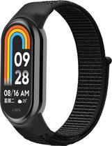 Nylon Smartwatch bandje - Geschikt voor Xiaomi Smart Band 8 nylon bandje - zwart - Strap-it Horlogeband / Polsband / Armband