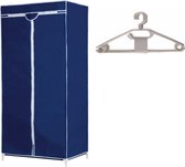 Mobiele opvouwbare camping kledingkast met blauwe hoes 160 cm - incl 10x witte kledinghangers