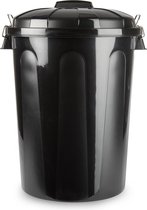 Kunststof afvalemmers/vuilnisemmers in het zwart van 70 liter met deksel - Vuilnisbakken/prullenbakken - 47,5 x 52 x 67 cm