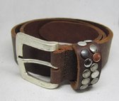 Take It - cuir - ceinture en cuir - cuir véritable - ceinture pour enfants - taille 65 - 65 cm - marron - avec clous - boucle argentée