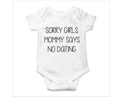 Soft Touch Rompertje met tekst - No Dating - sorry Girls | Baby rompertje met leuke tekst | | kraamcadeau | 0 tot 3 maanden | GRATIS verzending