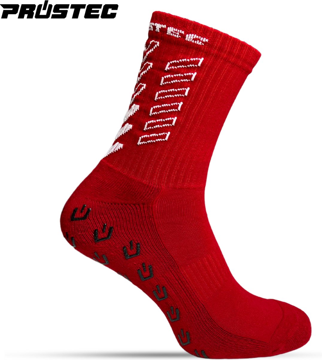 Prostec® Gripsokken - Gripsokken Voetbal - Grip Socks - One Size - Anti Slip - Gripsokken Rood