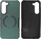 Hoesje Geschikt voor Samsung Galaxy S23 - MagSafe Hoesje - Shockproof Back Cover - Donker Groen