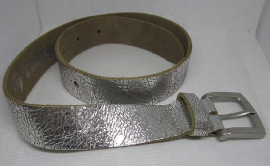 Take It - leren - lederen riem - echt leer - kinderriem - maat 55 - 55 cm - zilver - met zilveren gesp