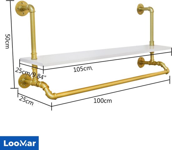 Rond Kledingdisplay Rack voor Retail Stores Vrijstaand Commercieel Kledingrek met Multifunctionele Metalen Plank voor Kledingopslag (Goud