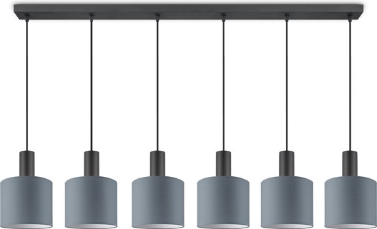 Home Sweet Home hanglamp Bling - verlichtingspendel Xxl Beam 6L inclusief lampenkap 20/20/17cm - pendel lengte 150.5 cm - geschikt voor E27 LED lamp - Pendellamp geschikt voor woonkamer, slaapkamer, keuken - Grijs
