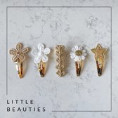 Little Beauties - haarclips - goud -wit - baby - peuter - kleuter - meisje - set 5 stuks - cadeau