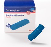 Detectaplast blauwe pleisters Elastic, metaaldetecteerbare en flexibele pleisters sensitive, wondverzorging voor de voedingsindustrie, catering en grootkeuken, 25 x 72 mm, 100 stuks