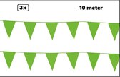 3x Vlaggenlijn licht groen 10 meter - vlaglijn festival feest party verjaardag thema feest kleur