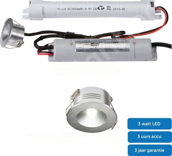 Senaat Additief uniek Noodverlichting LED inbouw anti-paniek zilver | bol.com