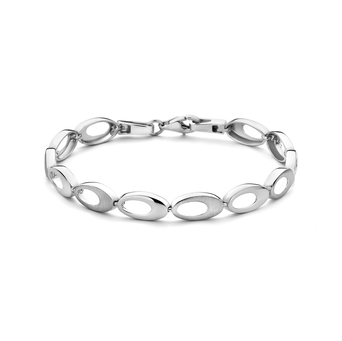 YO&NO - Armband - Dames - 7,0 mm - 19 cm - poli / mat - Gerhodineerd - Zilver 925