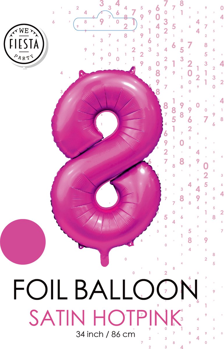 folieballon cijfer 8 mat warm roze metallic