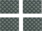 Krumble Placemat - Boom patroon - Set van 4 - Placemats - Borden onderlegger - Tafelbeschermer - Tafelaccessoires - Rechthoek - Katoen - Antraciet met beige - 30 x 40 cm