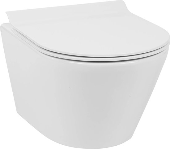Ben Stelvio Hangtoilet - Compact met Xtra Glaze+ en Free Flush en Toiletbril - Wit - WC Pot - Toiletpot - Hangend Toilet