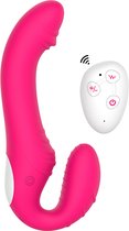 Playbird® - Strapless Strap-on Vibrator - Afstandsbediening - Voorbind Dildo - Seksspeeltje voor Koppels - Pegging - Roze