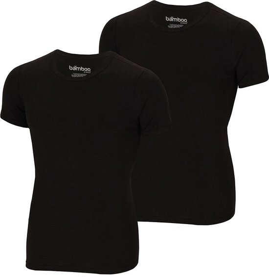 Apollo heren T-shirt Bamboe - Ronde Hals- 2-pack - Zwart - XL