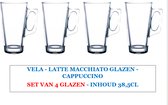 Vela - Latte macchiato glazen - Cappuccino Glazen - 4 stuk - inhoud 38,5cl