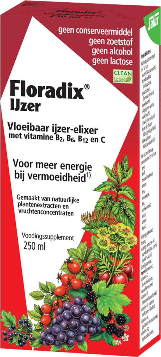 Salus Floradix IJzer-elixir – Bij vermoeidheid – Voedingssupplement – 250 ml