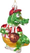 BRUBAKER Baseball Crocodile - Boule de Noël en Glas peinte à la main - Décorations de sapin de Noël soufflées à la main - Figurines amusantes - Boule de Pendentifs - Environ 11,5 cm