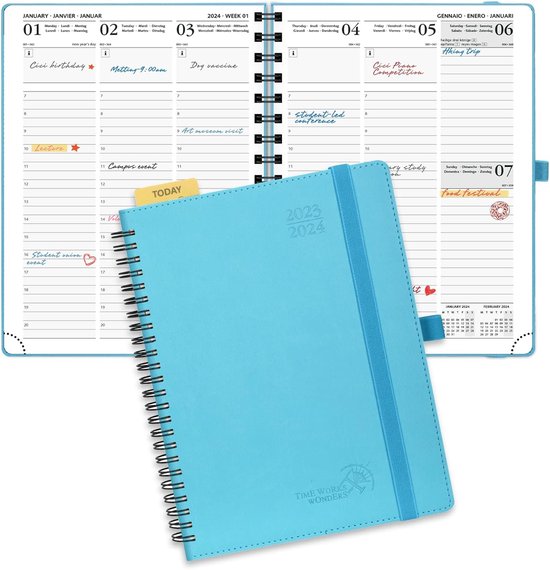 POPRUN Agenda 2024 A5 Semainier 21,5 x 16 cm, Planner Vertical 12