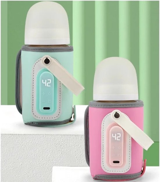 Flessenwarmer voor onderweg werkt met USB (NIET OPLAADBAAR) - Flessenverwarmer Babyfles Verwarmer - Roze - Melkverwarmer baby van Merkloos — afbeelding 5