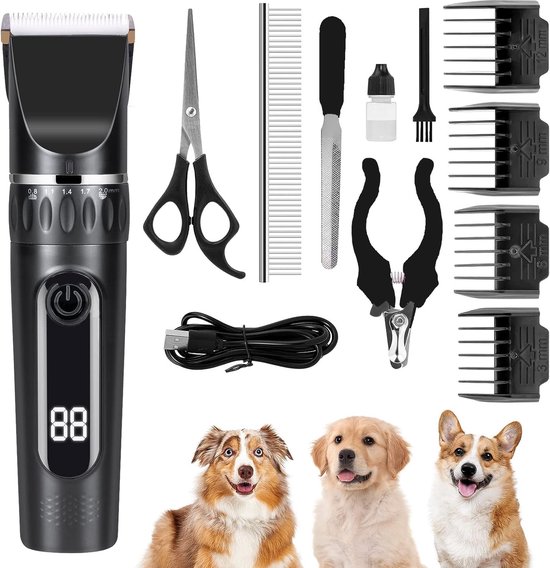 AnimalEase™ Draadloze Stille Tondeuse Set voor Katten Honden Paarden etc 2 Snelheden...