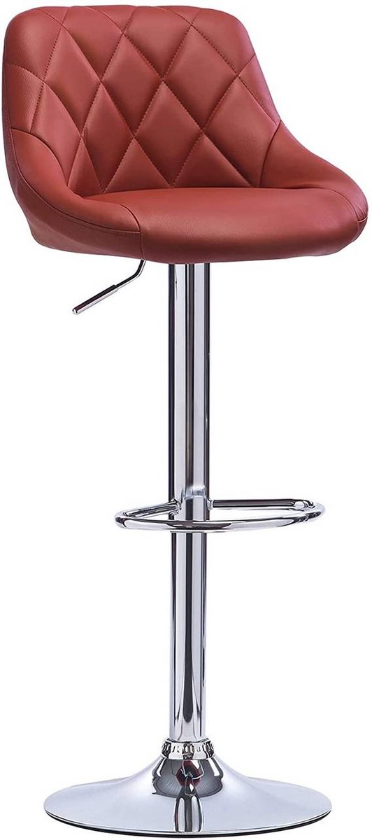 Happyment Designer Barkruk Serino - Met rugleuning - Stevig - Ergonomische barstoel - Zithoogte 60 - 82cm - Donker rood - Set van 1 - Keuken en bar - In hoogte verstelbaar Donkerrood