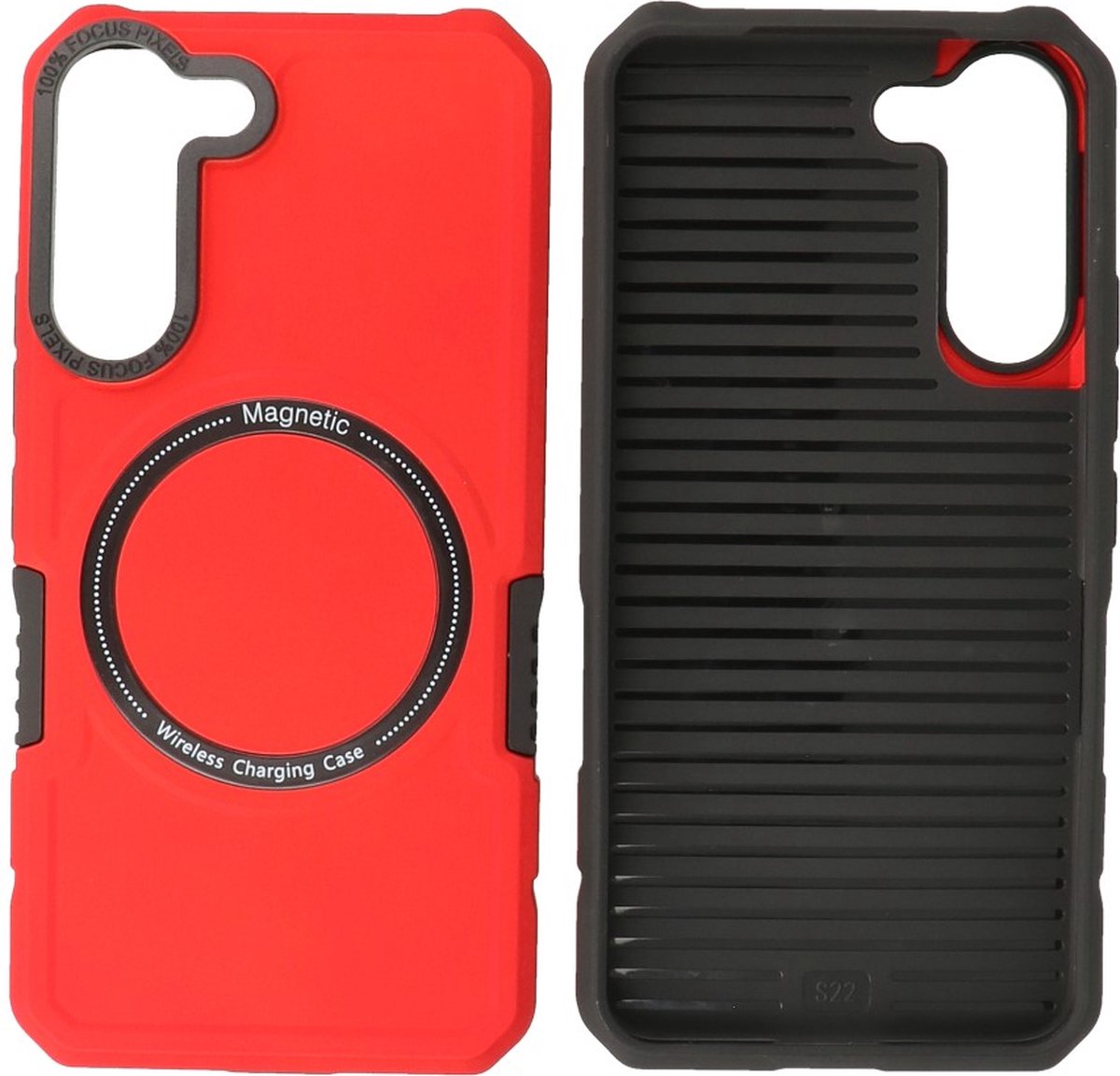 Hoesje Geschikt voor Samsung Galaxy S21 - MagSafe Hoesje - Shockproof Back Cover - Rood