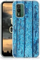 Backcase Siliconen Hoesje Nokia XR21 Telefoonhoesje Wood Blue